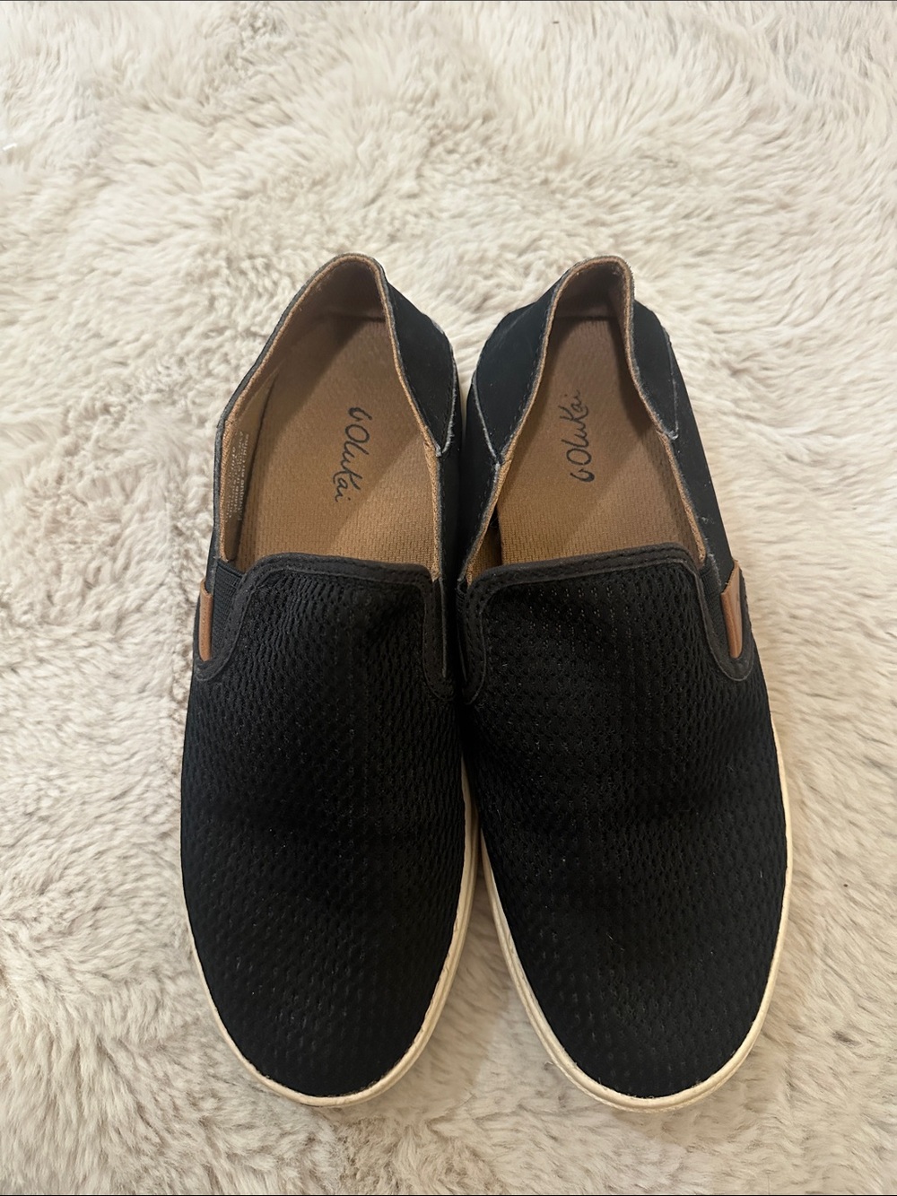 OluKai Black Espadrille Slip-On Shoes